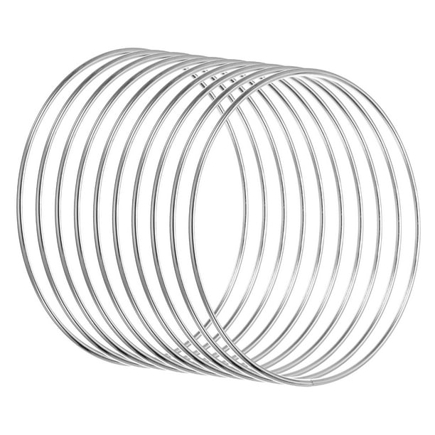 Uxcell 10pcs Anillos atrapa sueños, Aro floral de macramé de metal tono plata 5.5 in