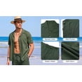thumbnail image 6 of RICHCOIN Men 2 Piece Linen Outfit Beach Button Down Shirt Casual Loose Pant Sets, 6 of 7