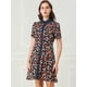 thumbnail image 5 of Vestido Camisero Floral Con Cinturón Y Cuello En Contraste de Manga Corta Para Mujer Negro M, 5 of 6