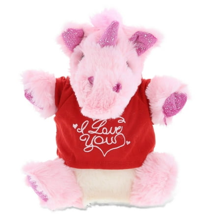 UPC: 0769498049174 | DolliBu I LOVE YOU Super Soft Plush Unicorn Hand Puppet – Stuffed Animal with Red Shirt For Valentine Anniversary Romantic Date Cute Fantasy Plush Toy Gift For Boyfriend or Girlfriend – 9