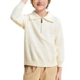 thumbnail image 2 of Miluxas Boy's Cable Knitted Sweater Half Zip Lightweight Casual Pullovers for Kids Beige 5-6 Years, 2 of 9