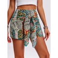 thumbnail image 5 of Women's Printed Bohemian Shorts with Front Knot High Waist Summer Beach Vacation Shorts Yellow M, 5 of 8