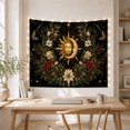 thumbnail image 4 of Celestial Sun and Moon in Winter Wreath, Serene Celestial for Nature Lovers, Mystical Floral Art Decor, Thanksgiving Gift Tapestry Wall Hanging for Bedroom and Living Room, 4 of 6
