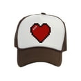 thumbnail image 1 of Men's 80's Retro Large 8 Bit Pixelated Heart Gamer Trucker Hat, White/Brown, 1 of 2