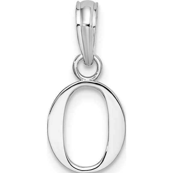 Sterling Silver Rhodium-Plated Polished Block Initial -O- Pendant - Jbsp