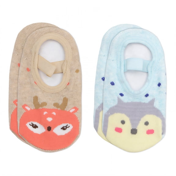 TELOLY 2Pairs Kids Socks,1-3 Years Old Non Slip Socks,Thick Terry Lining Baby Girl Socks,Combination1