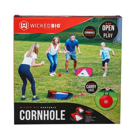 Wicked Big Sports Collapsible Vinyl Cornhole Outdoor Lawn Game with 8 Bean Bags and 2 Targets