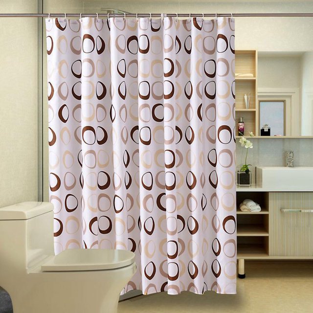 Circle Shower Curtain with Hooks, 180x180cm Shower Curtains, Mildew Proof Bathroom Curtain Waterproof Washable Polyester Fabric