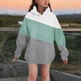 thumbnail image 2 of SERTG Kids Spliced Color Hooded Fashion Casual Hooded Long Sleeved Sweatshirt with Pockets Fall Winter Top Hooded Sweatshirt for Girls 3-14 Years(Green,5-6 Years), 2 of 5