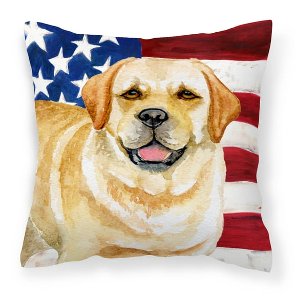 Carolines Treasures BB9664PW1414 Golden Retriever Patriotic Fabric Decorative Pillow  14Hx14W multicolor