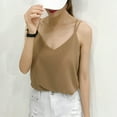 thumbnail image 4 of fvwitlyh Beige Tank Tops for Women Loose Fit Women Summer Stretch Slim Round Neck Ribbed Tank Basic Solid Top Medium, 4 of 5