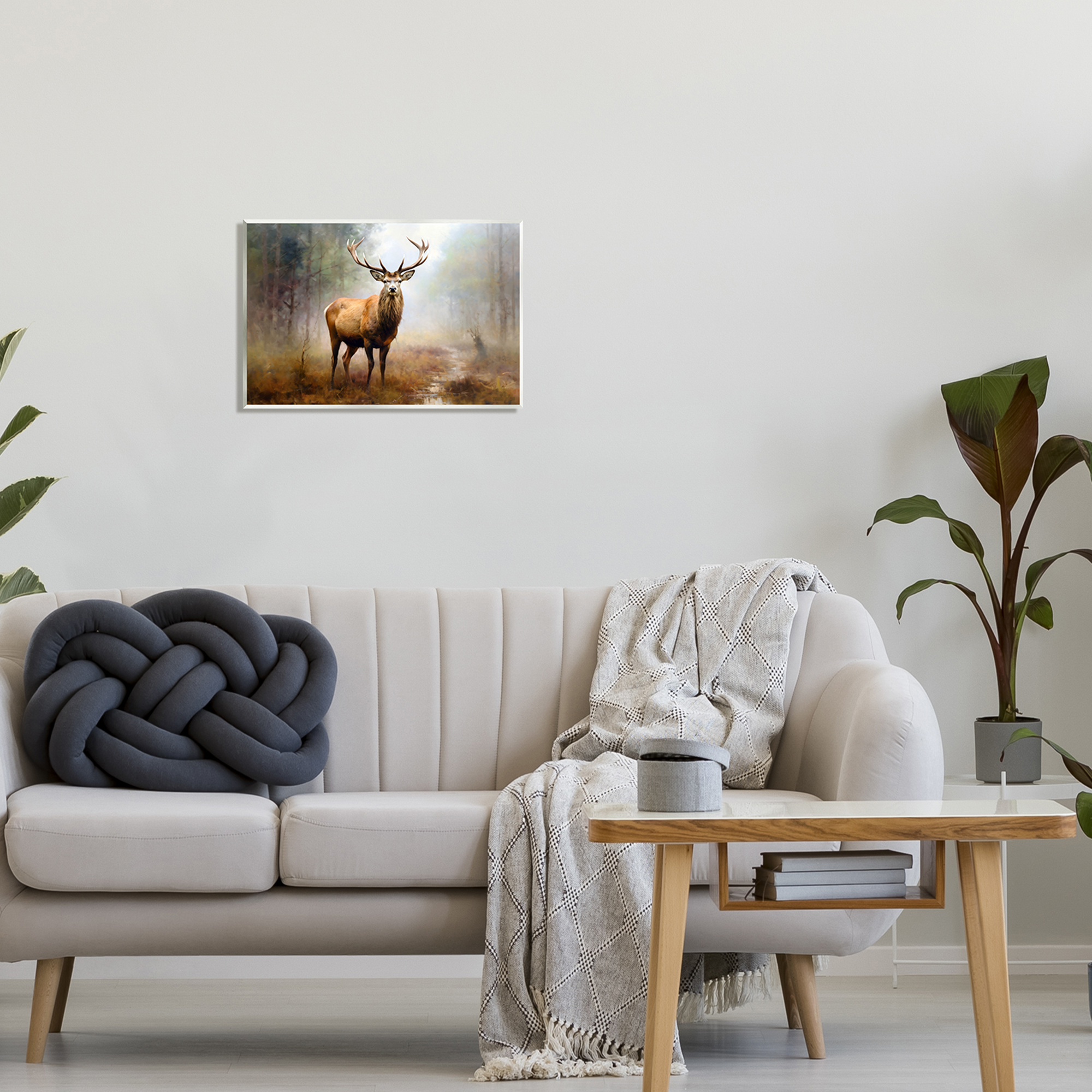 Stupell Industries Deer Woodland Trees Animals & Insects Painting Unframed Art Print Wall Art, 19 x 13