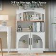 thumbnail image 3 of 46" Bookshelf and Bookcase, White Small Bookcase with Glass Door, 3 Tier Mid-Century Book Shelves w/ Deep Storage Cabinet and Adjustable Shelves, Wood Standing Small Book Shelf, 3 of 7
