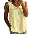 thumbnail image 2 of Women's Front Placket Top Baeitkot Women's Solid Color Casual Lace Up Front Placket Top Yellow L, 2 of 8