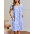 thumbnail image 4 of Ekouaer Moo Moos for Women Short Sleeve House Dresses with Pockets Pleated Mumu Dress Soft Nightgowns, 4 of 6