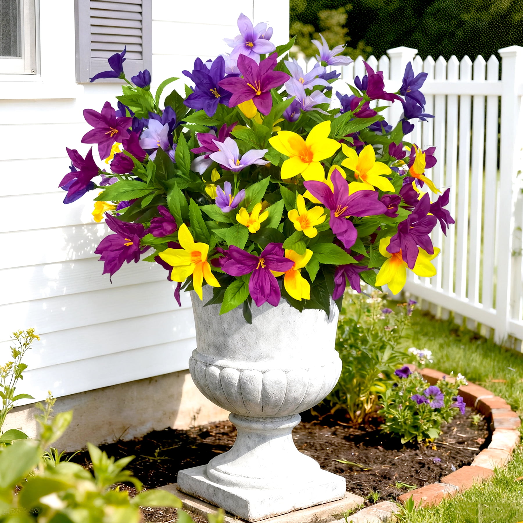 4 Large Bundles  Artificial Flowers for Outdoors Realistic Fake Azalea, Fake Plants UV Resistant Spring Summer Decor, Artificial Faux Plants Outdoor Flowers No Fade for Porch Garden Window Box