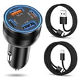thumbnail image 1 of Cargador de coche Avatcen, 65 W, USB C, 4 puertos con cable USB-C, paquete de 2, 1 of 7