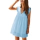 thumbnail image 2 of TRKIYQC, vestido informal para mujer, verano, manga voladora, cuello en V, ahuecado, Mini vestido veraniego, Color sólido, suelto, línea A, vestidos de playa TRKIYQC  moda, 2 of 4
