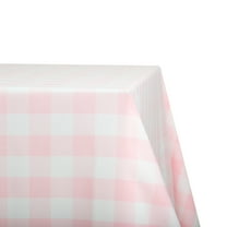 110" x 156" Rectangular Pink and White Check Tablecloth Polyester | Wedding Tablecloth | 8' King Table Drape