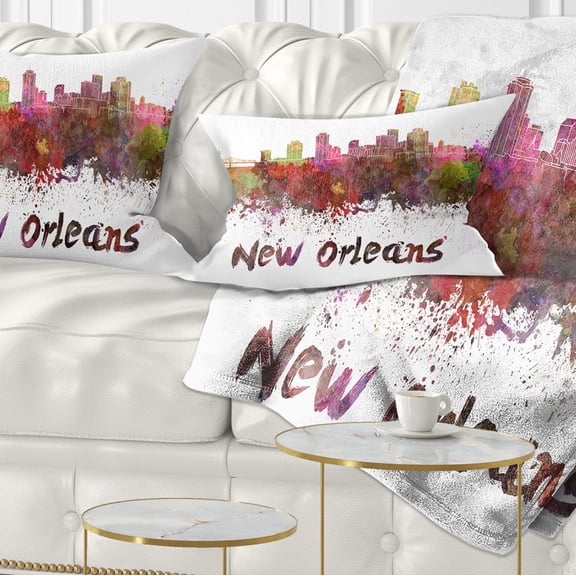 Designart New Orleans Skyline - Cityscape Throw Pillow - 12x20