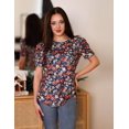 thumbnail image 2 of Blusa Zeagoo elegante con mangas abullonadas con estampado floral para mujer, 2 of 5