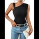 thumbnail image 3 of Blusa Asimétrica de Punto Fruncido para Mujer, Estilo Y2K, Sin Mangas, de un Solo Hombro, Ajustada, de Verano 2025 Negro S, 3 of 9