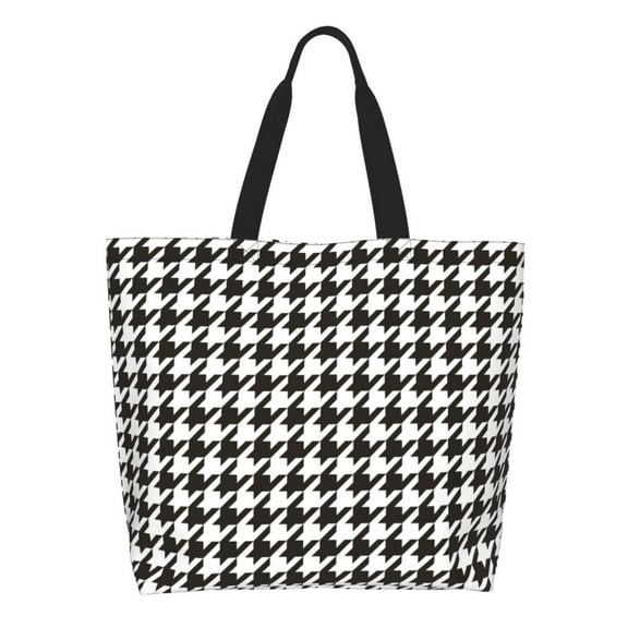 Xecao Houndstooth Black And White for Tote Bag for Women, Tote Shoulder Bag with a littlw pocket and Handbag for Travel, Work