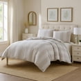 thumbnail image 6 of Benjara 3 Piece King Comforter Set with Vertical Stripes Pattern- White & Brown, 6 of 7