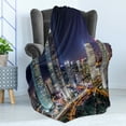 thumbnail image 4 of Urban Soft Flannel Fleece Throw Blanket, Skyline Skyscrapers in Modern City at Night Architectural Cityscape Pattern, Cozy Plush for Indoor and Outdoor Use, 50" x 70", Multicolor, by Ambesonne, 4 of 5