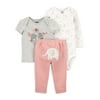 Child of Mine by Carter's Baby Girl Outfit Long Sleeve Bodysuit, T-shirt & Pants, 3-Piece Set