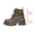 thumbnail image 4 of Womens Motorcycle Boots Platform Chunky Heel Antislip Lace up Zipper Ankle Booties Comfy Retro Leather Round Toe High Top Boots Khaki Size 8.5, 4 of 7