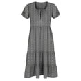 thumbnail image 6 of Ovbmpzd Flowy Sundresses Summer&nbsp;Dresses&nbsp;for Women 2026 Black Boho Puff Sleeve Long Smocked A-Line Square Neckline Summer&nbsp;Dresses&nbsp;for Women,L, 6 of 6