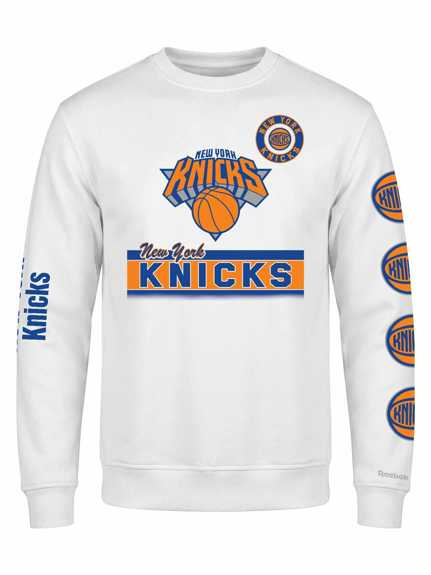 New York Knicks Reebok Mens White Crew Sweatshirt