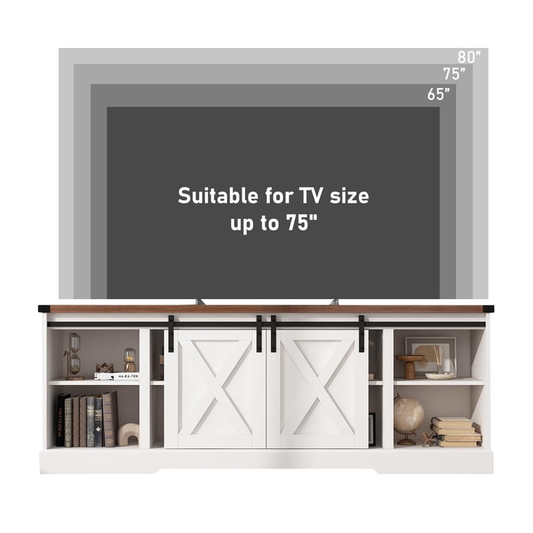 Chvans Farmhouse TV Stand With Barn Doors, 70 Inch photo 4