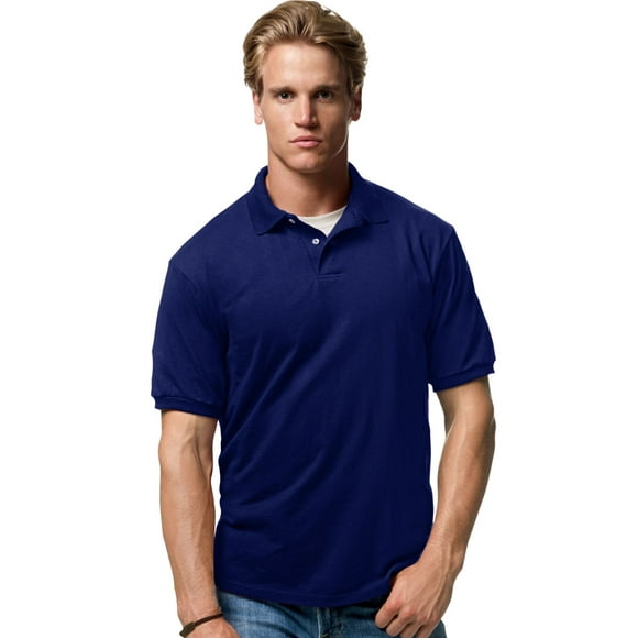 Hanes Cotton-Blend Men`s Jersey Polo, 3XL, Deep Navy