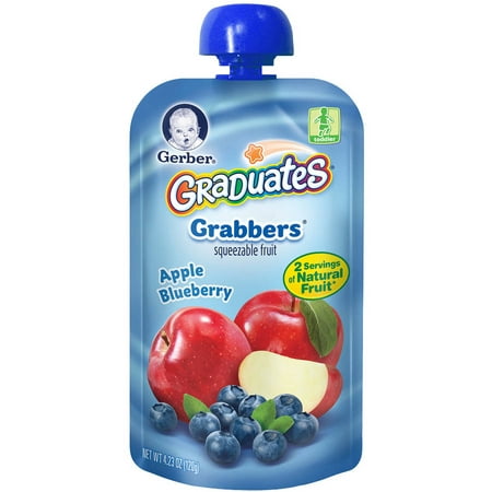 UPC 015000046569 product image for Gerber Graduates Grabbers Squeezable Fruit Apple Blueberry Baby Food, 4.23 oz, ( | upcitemdb.com