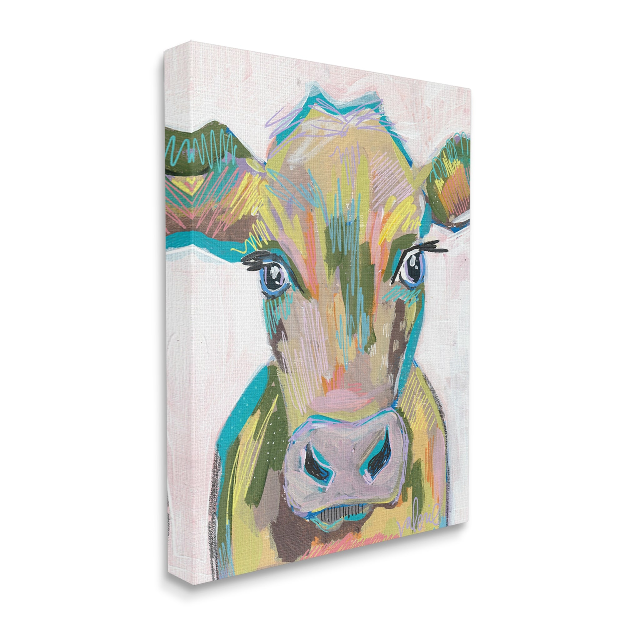 Stupell Industries Bold Abstract Country Cow Closeup Modern Design Canvas Wall Art, 16 x 20, Design by Valerie Wieners