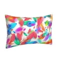 thumbnail image 2 of YFYANG Super Soft Rectangular Plush Cushion Cover (Without Pillow Insert), Colorful Feathers Pattern Comfort and Non-Pilling Hidden Zip Bedroom Sofa Pillowcases, 16"x24", 2 of 9