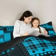 thumbnail image 5 of Manfei Cartoon Polka Dots King Size Comforter Sets,Chic French Style Bedding Comforter Set,Blue Black Patchwork Plaid Bedding Set For Children,Breathable Home Decor Reversible,3 Pieces, 5 of 8