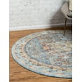 thumbnail image 3 of Unique Loom Tremolo Austin Rug Light Blue/Cream 6' 1" Round Border Bohemian Perfect For Dining Room Entryway Bed Room Kids Room, 3 of 9