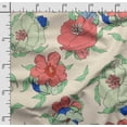 thumbnail image 2 of Soimoi Floral Print, Poly Taffeta Fabric, Decor Sewing Fabric by The Yard 56 Inch Wide, Decorative Fabric for Outdoor Upholstery, Umbrellas and Home Accents, Light Yellow, 2 of 5