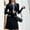 Black, variant on MKLEKYY Brown Sweaters Women's Ruffled Line Sweater Dress with Lapel Skirt