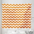 thumbnail image 1 of Autumn Tapestry, Halloween Pumpkin Color Chevron Traditional Holidays Autumn Season Celebrate, Fabric Wall Hanging Decor for Bedroom Living Room Dorm, 5 Sizes, Orange and White, by Ambesonne, 1 of 1