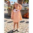 thumbnail image 5 of BemeyourBBs Toddler Baby Girls Halloween Dress Outfit Infant Baby Girl Summer Fall Plaid Gingham Dress Pumpkin Ghost Embroidered Crew Neck Puff Long Sleeve Holiday Party Dress, 5 of 9