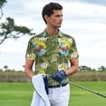 thumbnail image 3 of Yiaed Surfing DinosaurPrint Men's Short Sleeve Polo Shirt,Golf Polo for Men Three-Button Golf Shirt Athletic Casual Collared T-Shirt- Large, 3 of 7