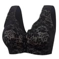 thumbnail image 3 of DDAPJ pyju Lace Bralettes for Women Scalloped V Neck Wireless Bra Full Coverage Snap Closing Bras Seamless Push Up Bra Comfortable Everyday Underwear Black M, 3 of 6