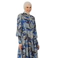 thumbnail image 3 of Ecru - Blue - Floral - Crew neck - Fully Lined - Modest Dress - Refka, 3 of 5