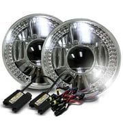 2Pcs 7Inch Round Semi-Sealed Diamond LED Projector Headlights + Lampshade