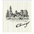 thumbnail image 1 of Ambesonne Chicago Skyline Shower Curtain, Vintage Sketch, 69"Wx84"L, Black and Cream, 1 of 3