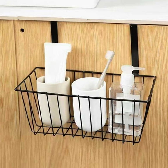 Soimiss 2Pcs Multi-Function Black Hanging Wire Baskets for Small Home Storage